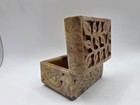 Hand Carved Indian Soapstone Decorative Box | Geometric Art Sculpture Home Decor