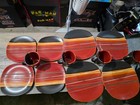 Hometrends discontinued Bazaar Red Orange Black Stoneware Dinnerware Set 12 Pc
