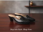 Hush Puppies Arcadia Black Vitello Heeled Mules Size 7 womens