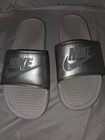 Nike white & silver metallic women slides size 10/Mens size 8