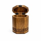 Vintage Hand Carved Wood Octagon Jewelry Trinket Box Floral Vine Made In India