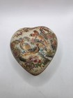 Vintage Heart Trinket Box Japan Floral Birds Gold Gilt Satsuma Style