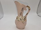 Vintage Japan Pink Ceramic Pitcher Vase Gold Trim Leaf Floral Bud Vase Decor Vtg