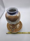 Vintage Made In Occupied Japan Lusterware Vase Saucer Floral Hand Painted c45-52