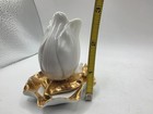 Vintage Stafford Co Japan White Gold Tulip Bud Vase & Dish Porcelain Set No 3302