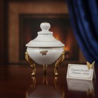 Vintage Trinket Box Gold Butterfly Footed Lidded Dish Decor Bowl