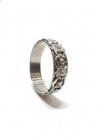 Vintage Whiting & Davis Floral Relief Hinged Bangle Bracelet Silver Tone 9465